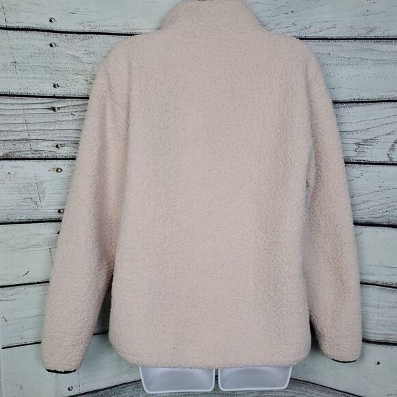 Victoria’s Secret PINK Sherpa Quarter Zip Pullover Small Cream Fleece Cozy Warm - Picture 3 of 7